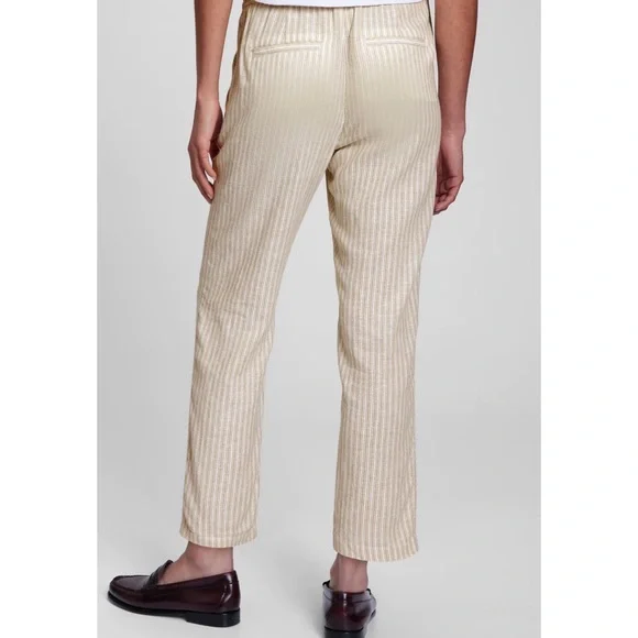 NEW Gap Easy Pant Ankle Length Striped Linen Blend Pants - Picture 3 of 4